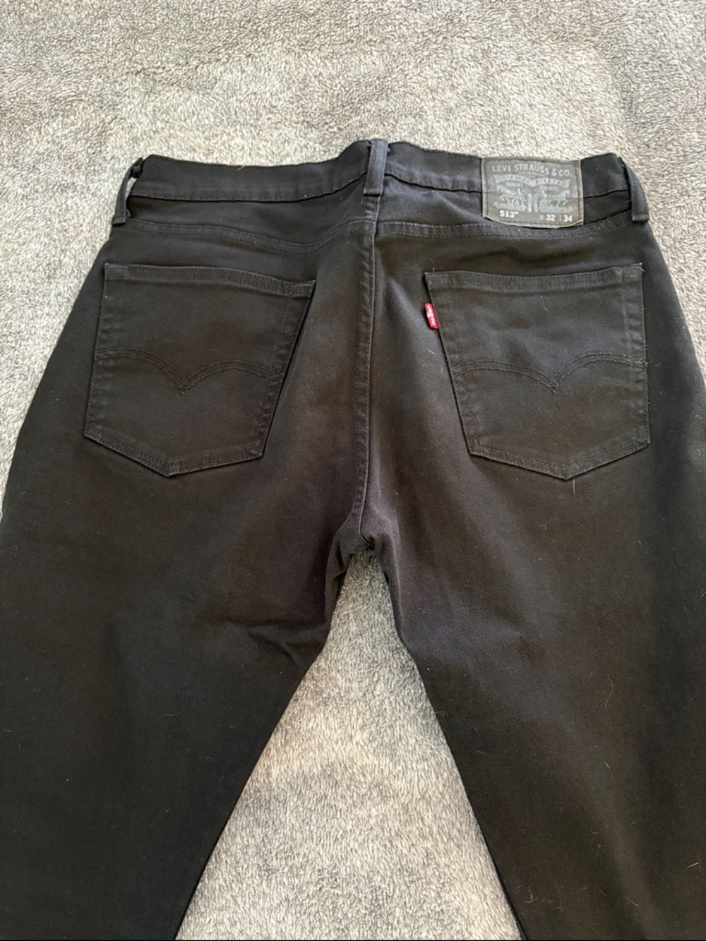 Levi's Men's Black 513 Slim Straight Jeans with Red Tab-32/34